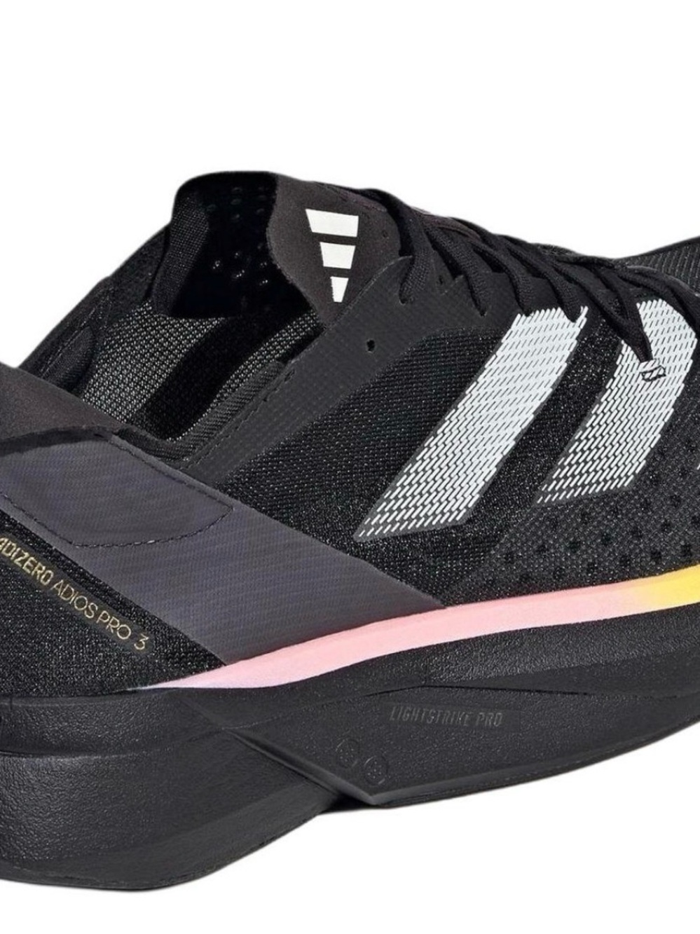 adidas Black Running Shoe with Silver Stripes and Pink-Gold Midsole Accents - Picture 3 of 3